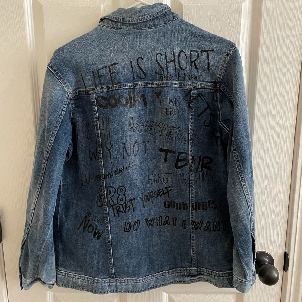 Jean Jacket w/ writings on the back